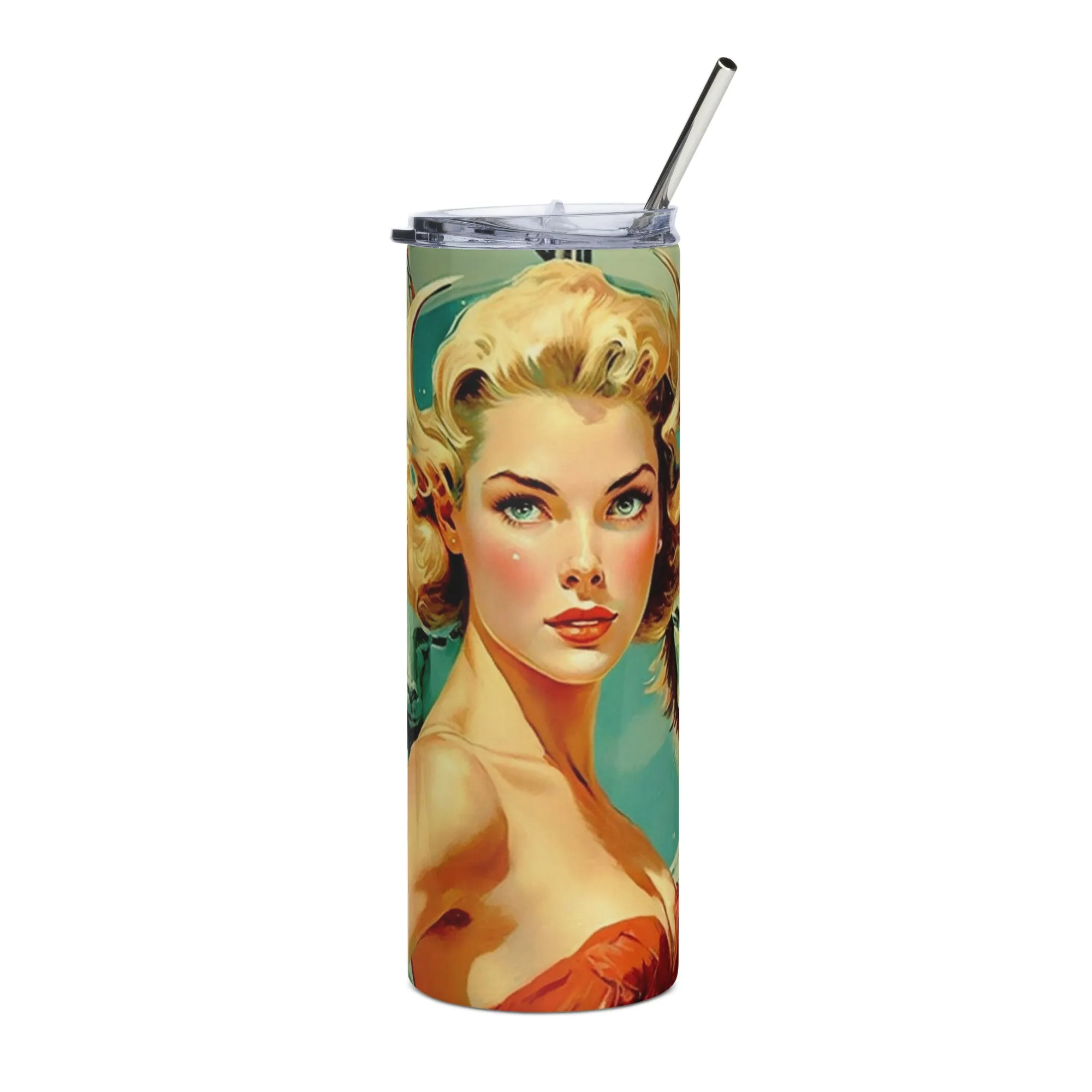 Devil Beauty #2 Stainless steel tumbler cup with metal straw