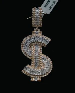 Diamond Cash Symbol Pendant 14K Yellow Gold / 11.4gr