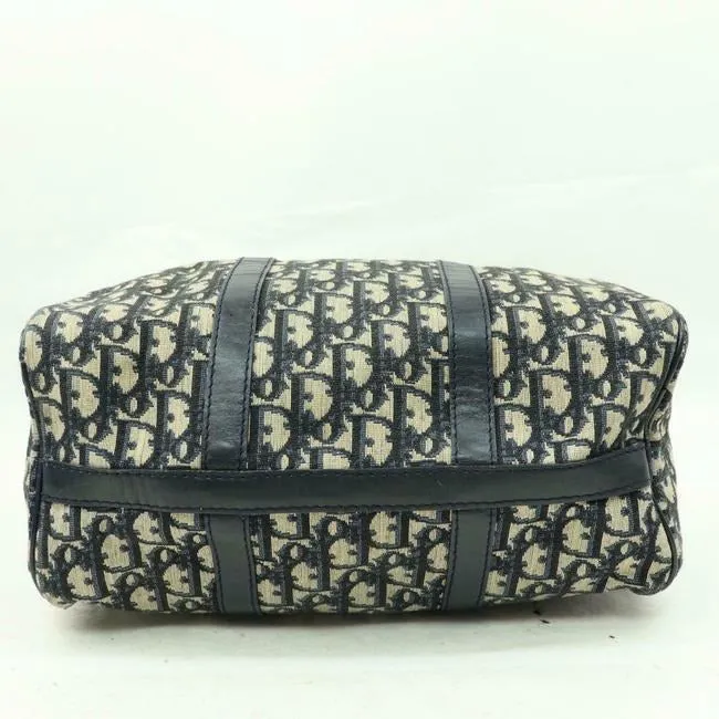 Dior Black/Navy Trotter Print Leather XL Satchel