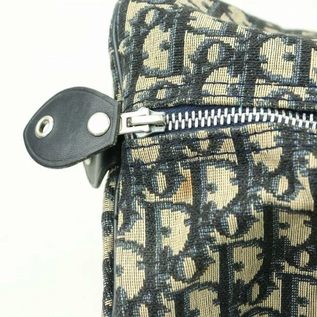 Dior Black/Navy Trotter Print Leather XL Satchel