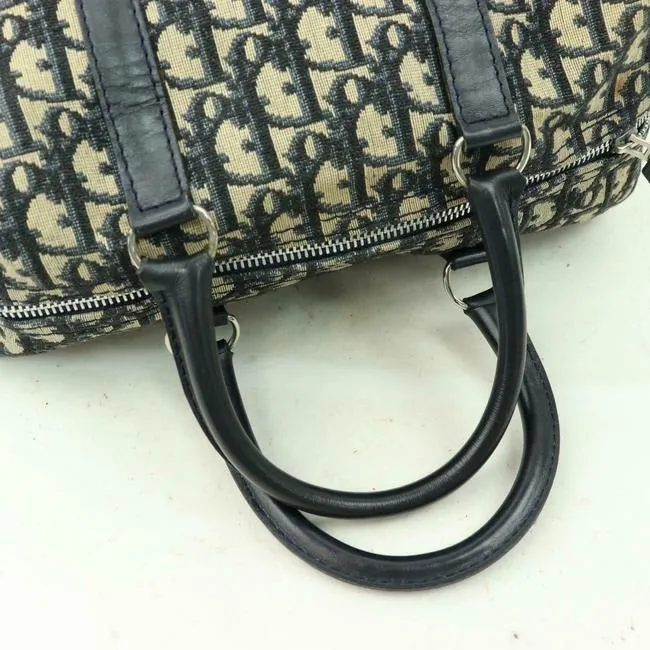 Dior Black/Navy Trotter Print Leather XL Satchel