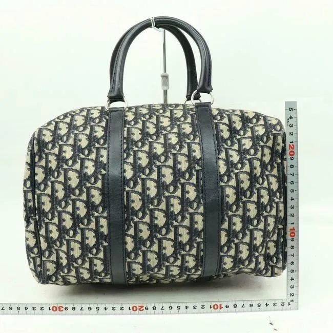 Dior Black/Navy Trotter Print Leather XL Satchel