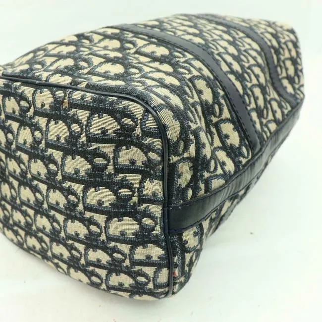 Dior Black/Navy Trotter Print Leather XL Satchel