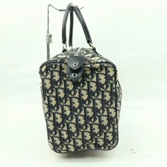 Dior Black/Navy Trotter Print Leather XL Satchel