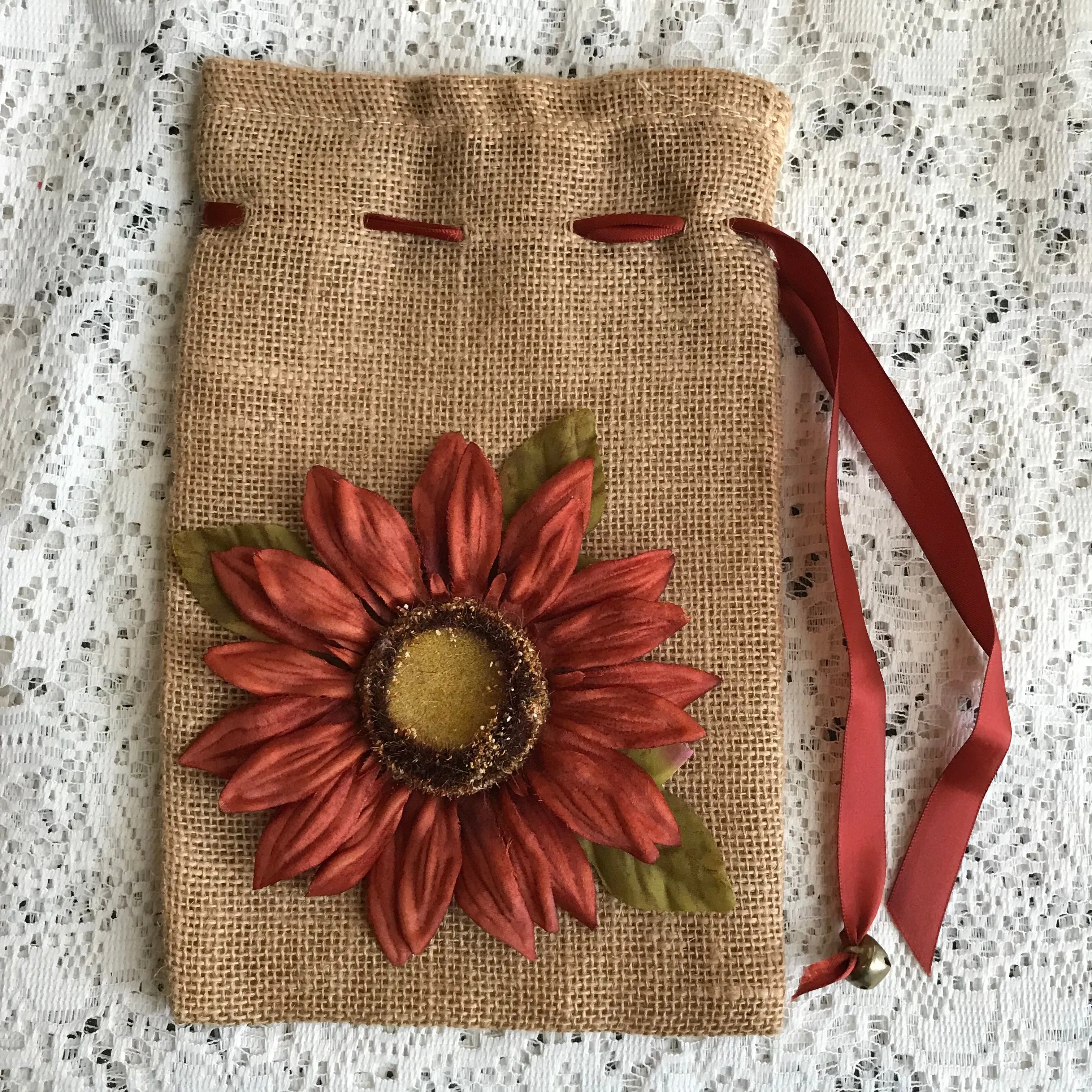 Drawstring Bag with Sunflower