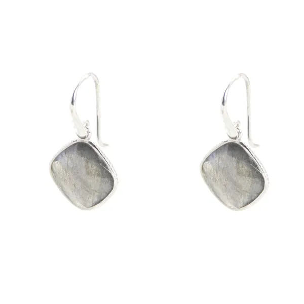 Earrings - Diamond Shape Labradorite & Sterling Silver