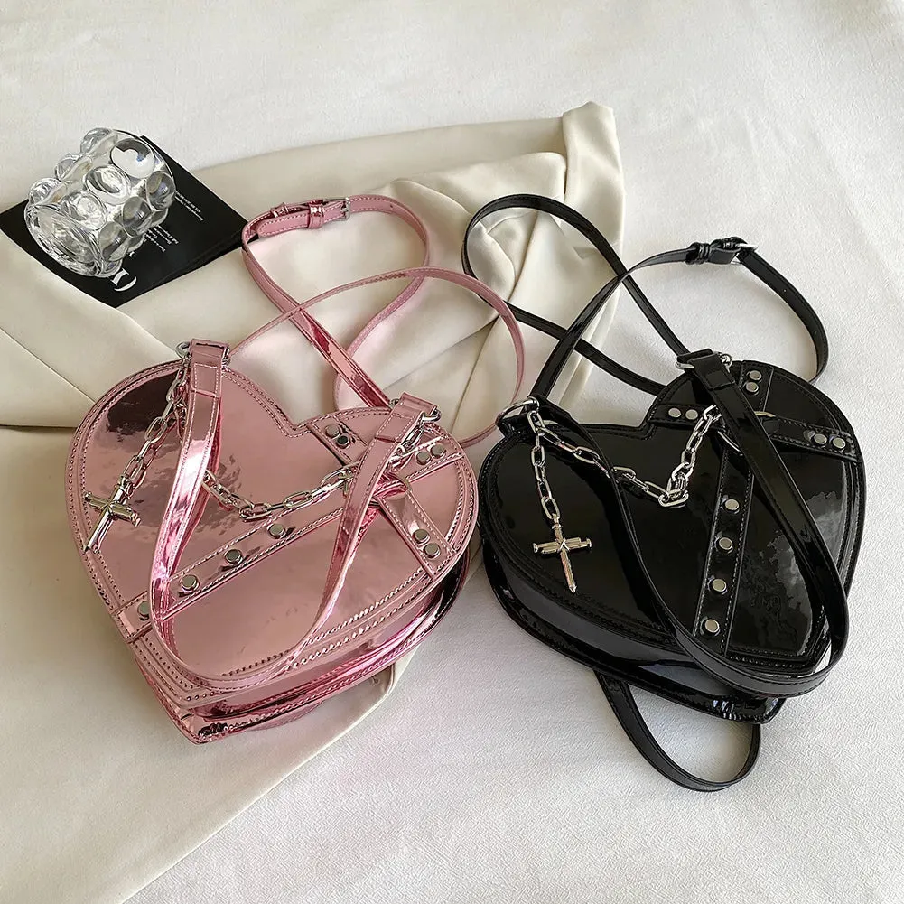 Edgy Holographic Heart Purse