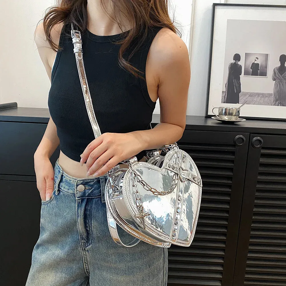 Edgy Holographic Heart Purse