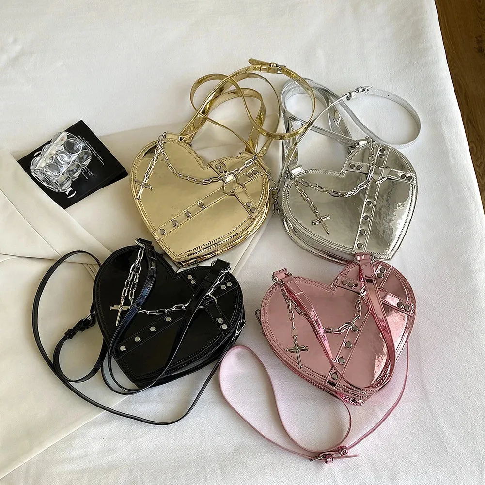Edgy Holographic Heart Purse