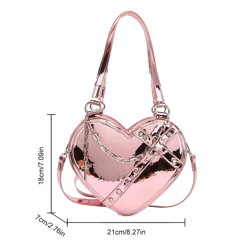 Edgy Holographic Heart Purse