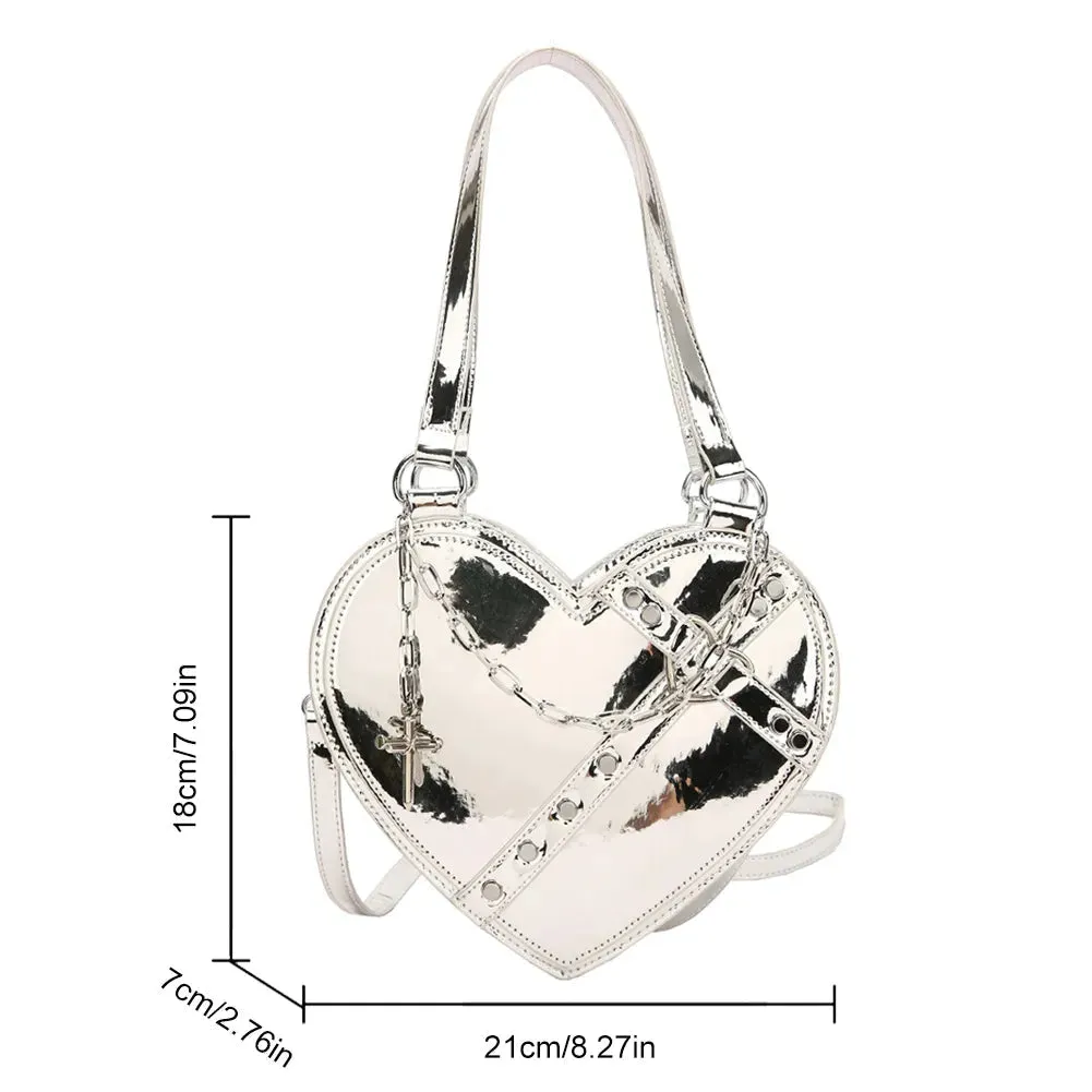 Edgy Holographic Heart Purse