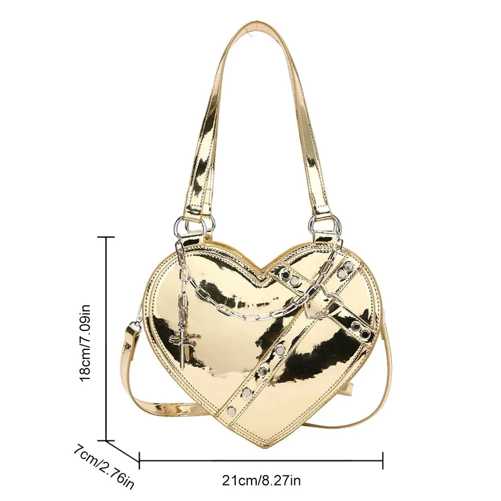 Edgy Holographic Heart Purse