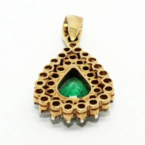 Emerald And Diamond Double Clustered Pendant Ad No.0547