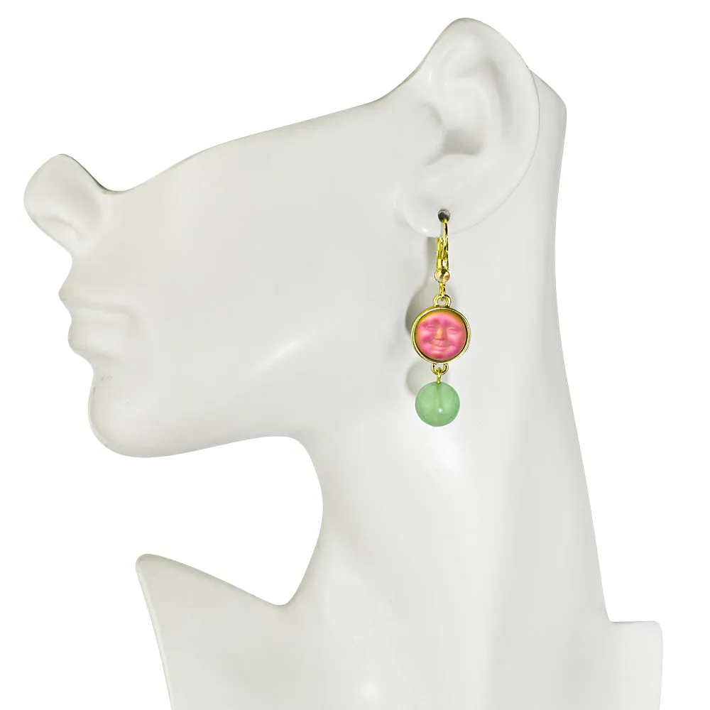 Enchanted Glass Seaview Moon & Fluorite Leverback Earrings (Goldtone/Iridis)