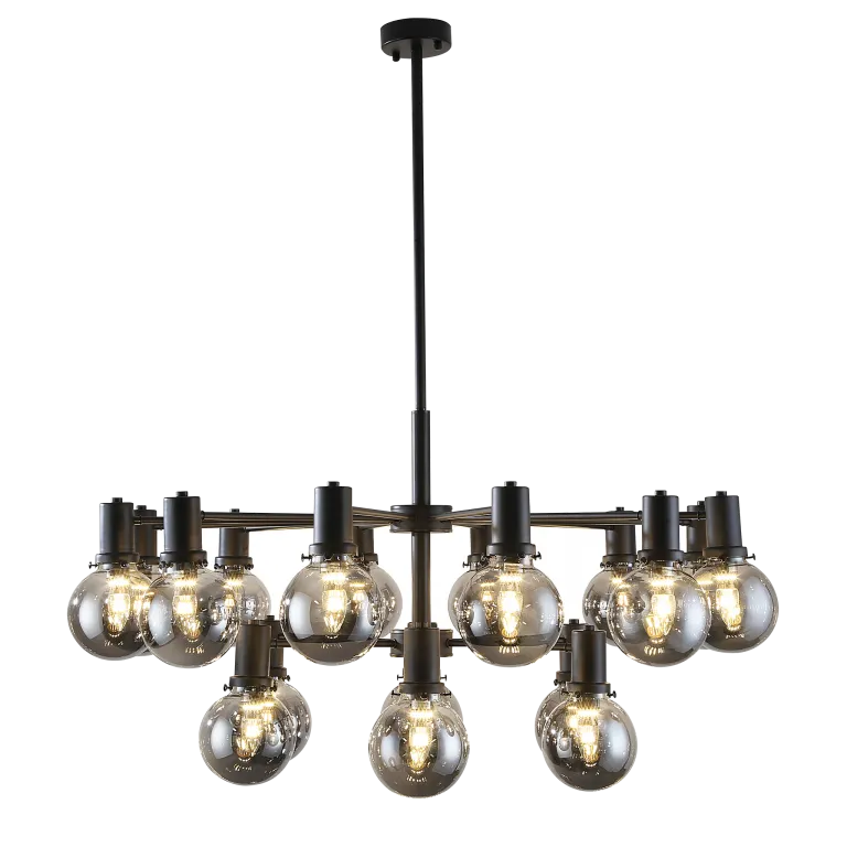 Escoda 18 Light Black and Smoke Glass Sphere Pendant