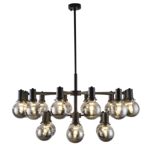 Escoda 18 Light Black and Smoke Glass Sphere Pendant