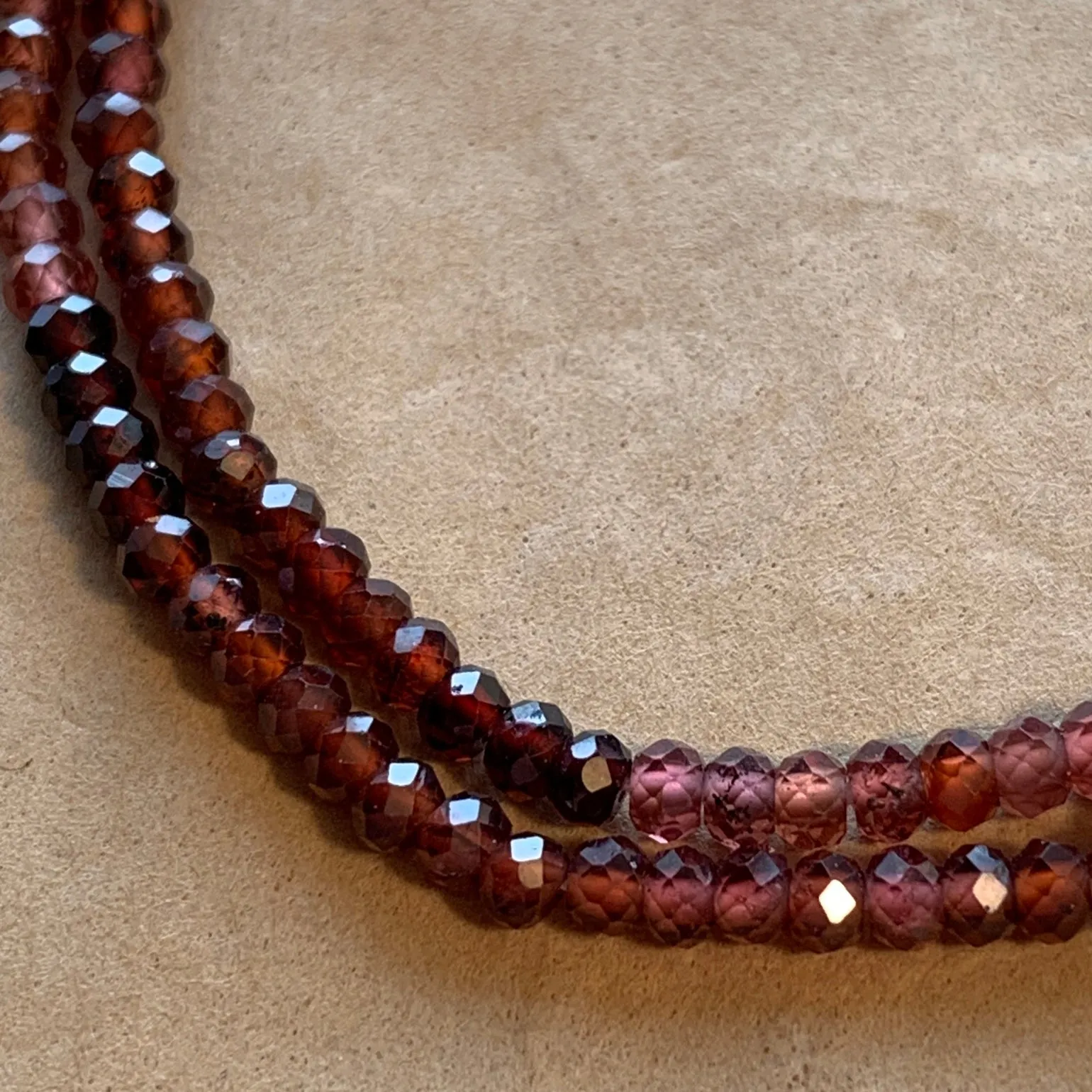 Faceted Garnet Rondelles