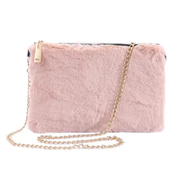 Faux Fur Clutch Shoulder Bag