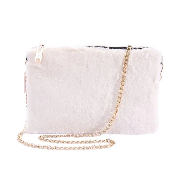 Faux Fur Clutch Shoulder Bag