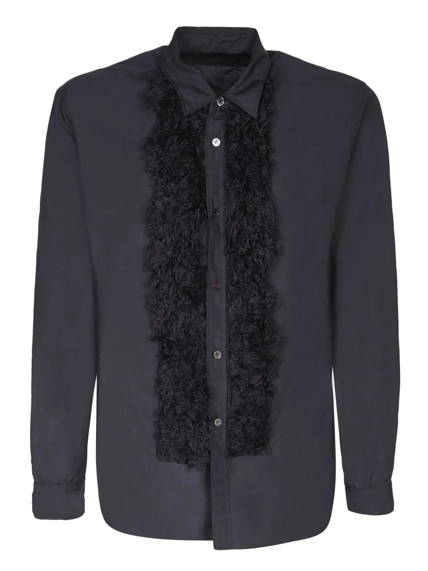 Faux fur details black shirt