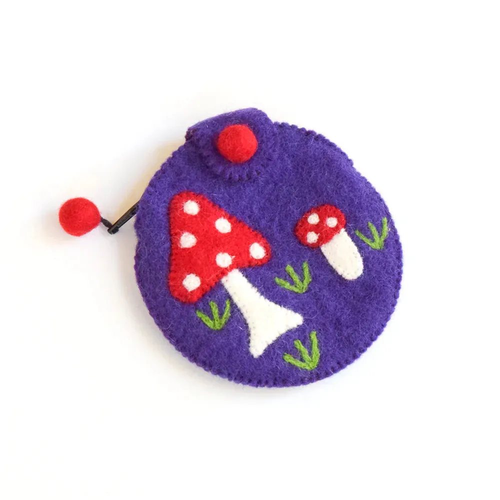 Felt Coin Purse - Mushroom (Purple)