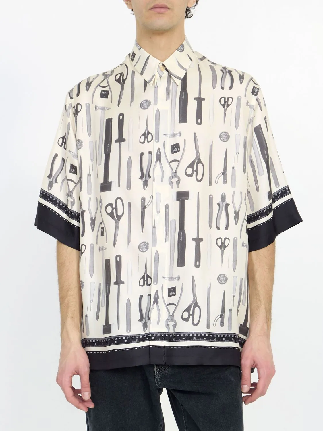 FENDI Classic Short-Sleeve Silk Shirt for Men