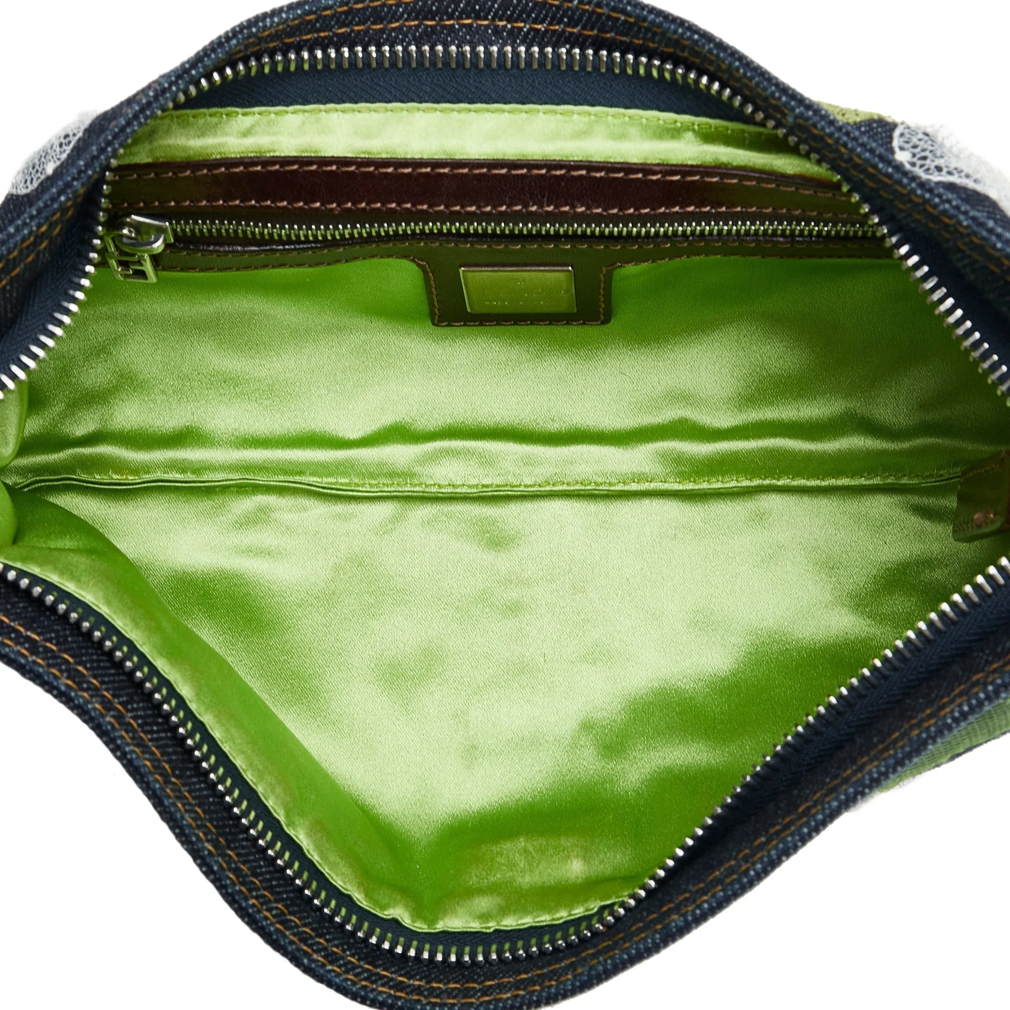 FENDI Embroidered Denim Baguette