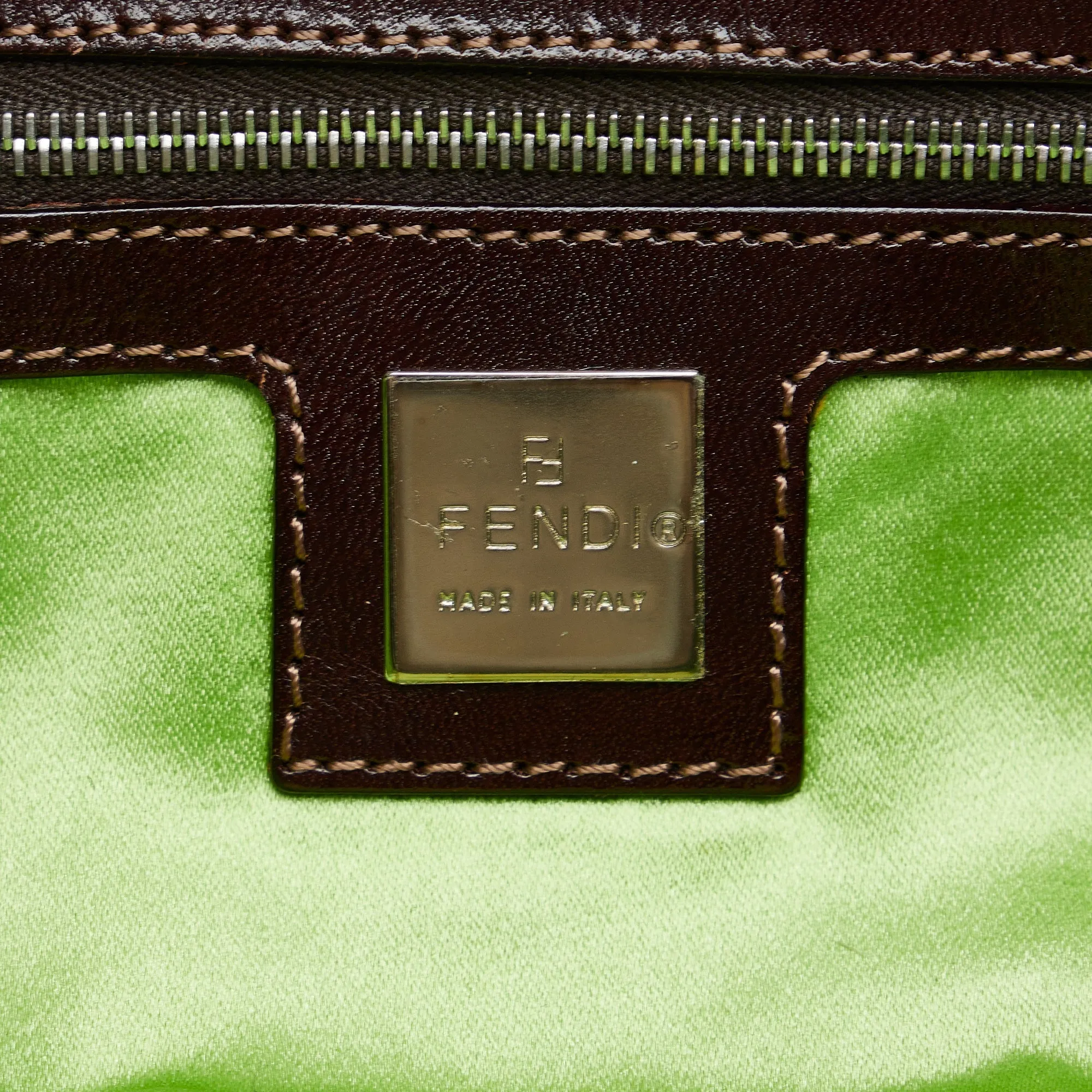 FENDI Embroidered Denim Baguette