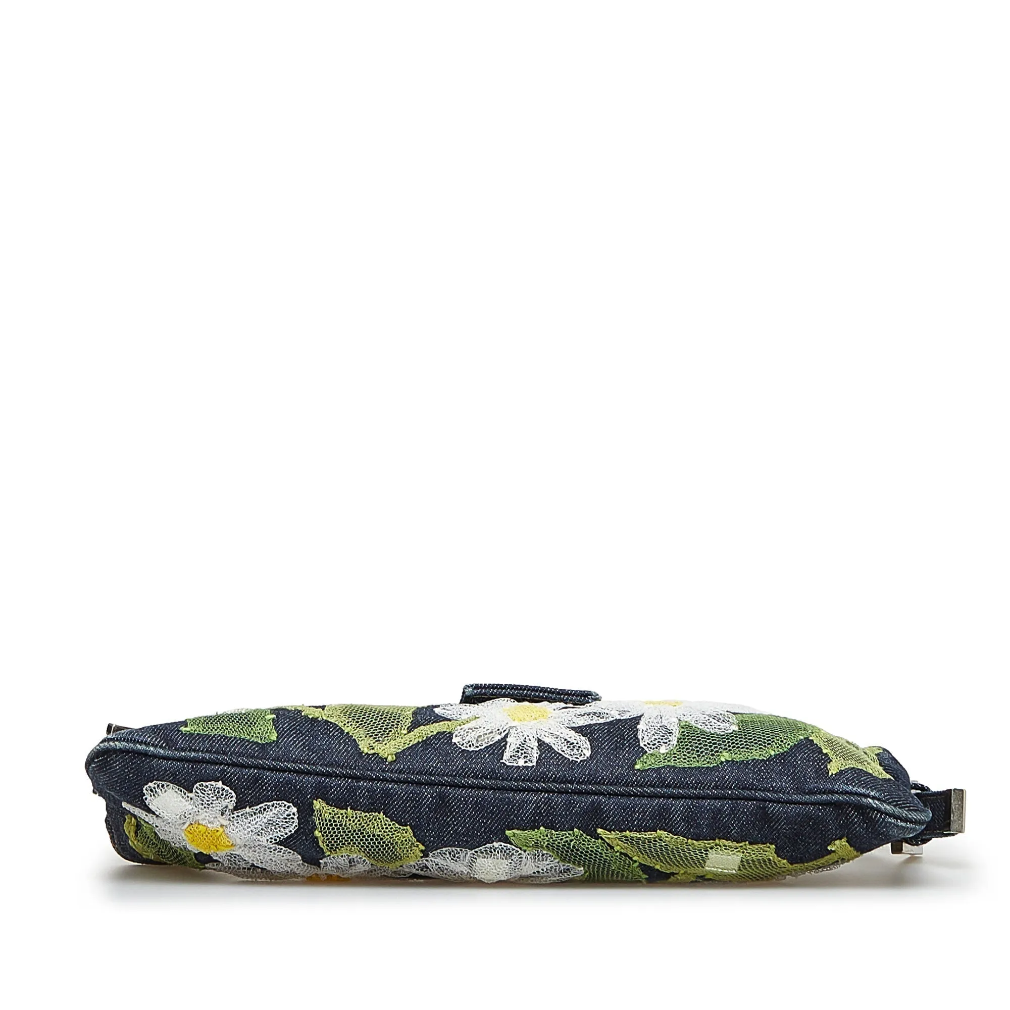 FENDI Embroidered Denim Baguette