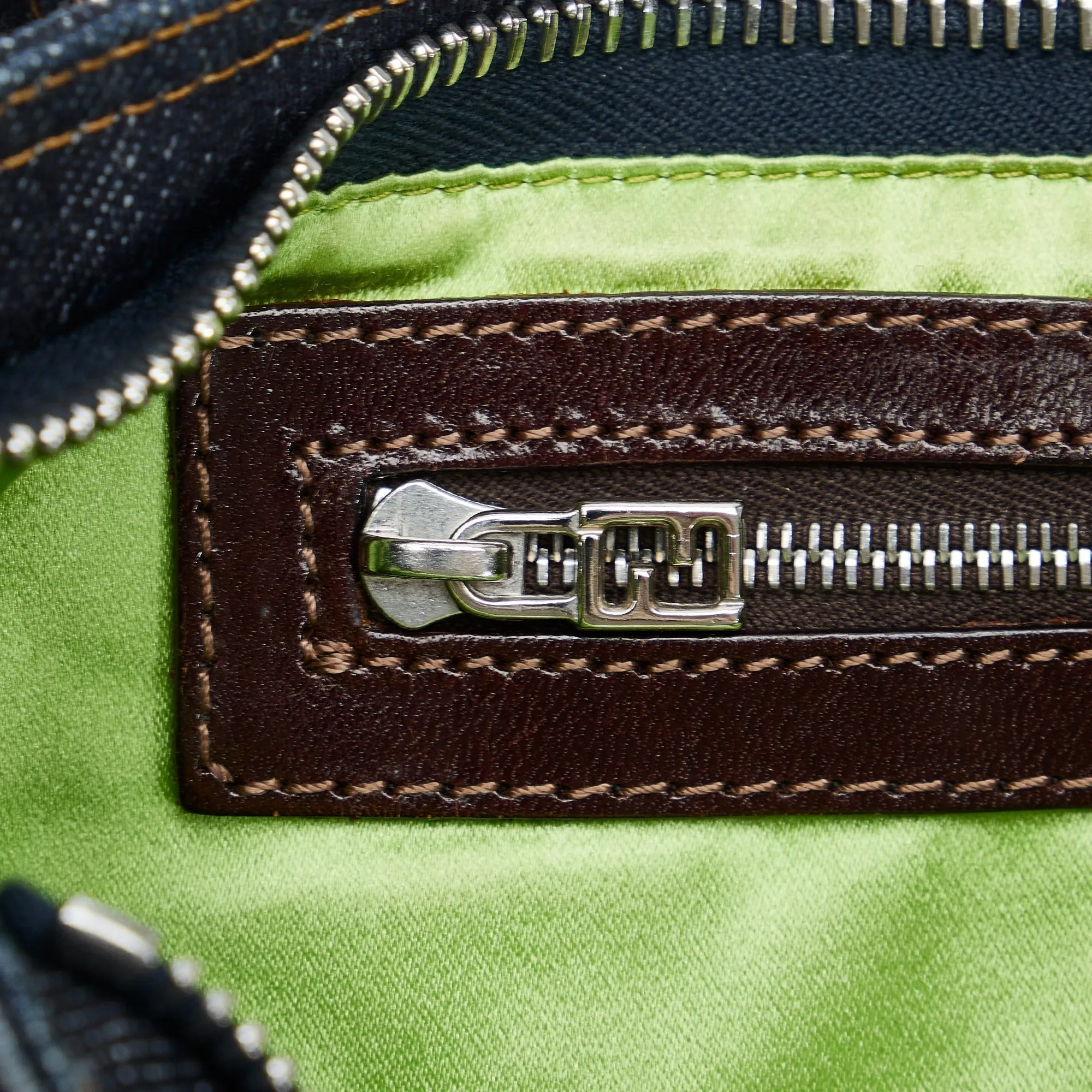 FENDI Embroidered Denim Baguette