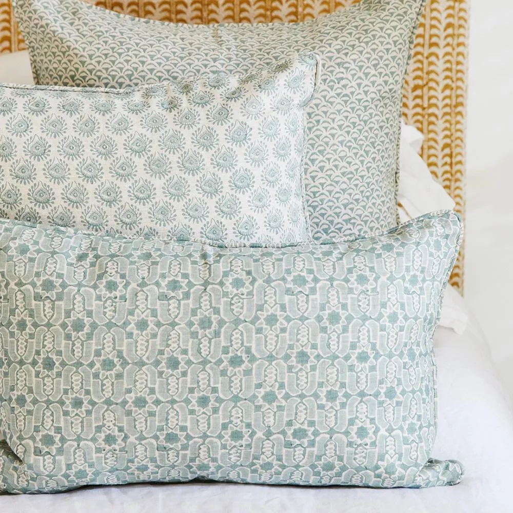 Fez Celadon Linen Cushion -35 x 55cm