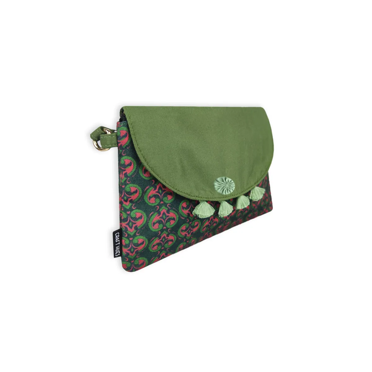 Flap Tassel Sling Bag- Green Knot