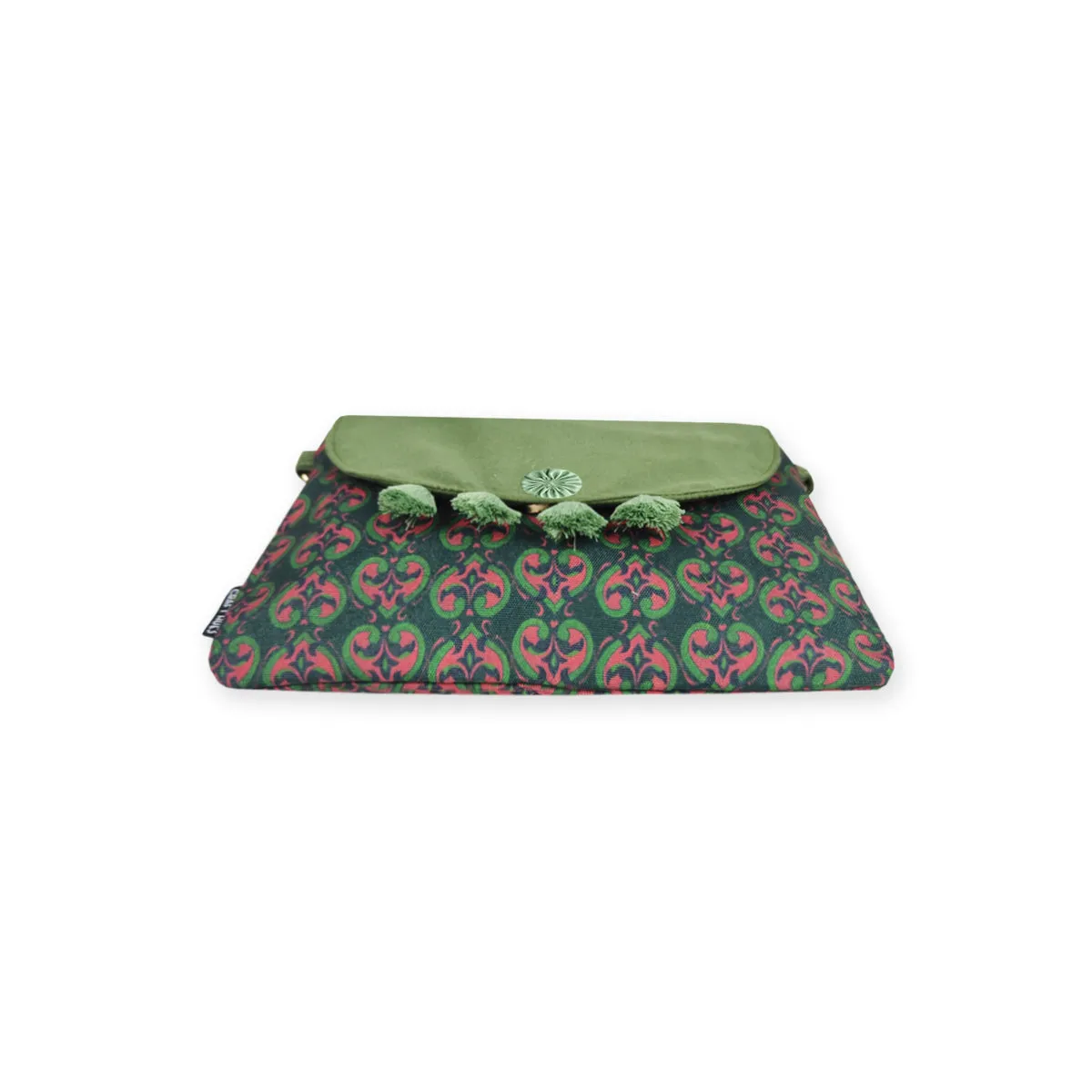 Flap Tassel Sling Bag- Green Knot