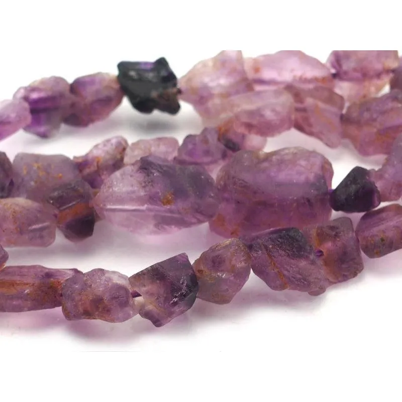Fluorite Violet Matte Nugget Bead Strand
