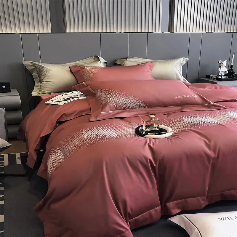 Flytonn-Luxury Embroidery Bedding Set, 1000TC Egyptian Cotton, Soft Duvet Cover Set, Bed Sheet, Pillowcases, King, Queen Size Bed Sets