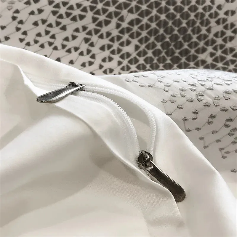 Flytonn-Luxury Embroidery Bedding Set, 1000TC Egyptian Cotton, Soft Duvet Cover Set, Bed Sheet, Pillowcases, King, Queen Size Bed Sets