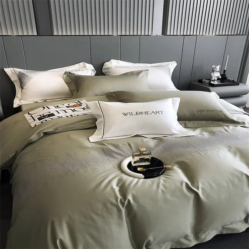 Flytonn-Luxury Embroidery Bedding Set, 1000TC Egyptian Cotton, Soft Duvet Cover Set, Bed Sheet, Pillowcases, King, Queen Size Bed Sets