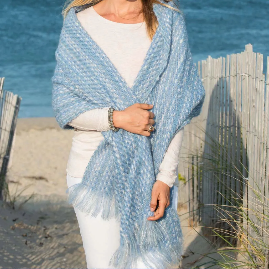 Foggy Blues Handwoven Mohair Wrap