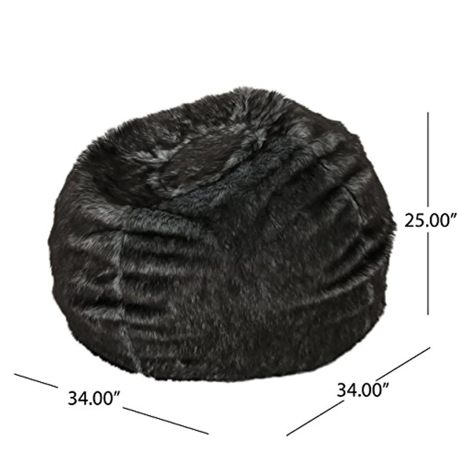 Furry Glam Black and White Streak Faux Fur 3 Ft. Bean Bag