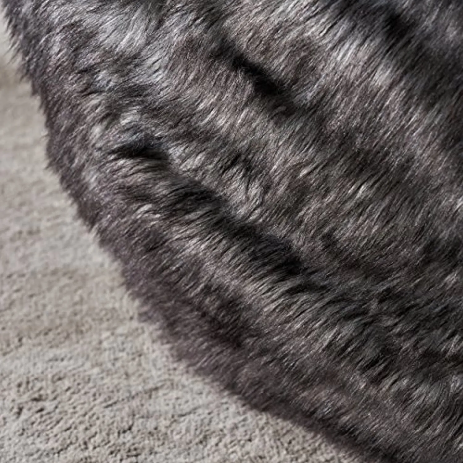 Furry Glam Black and White Streak Faux Fur 3 Ft. Bean Bag
