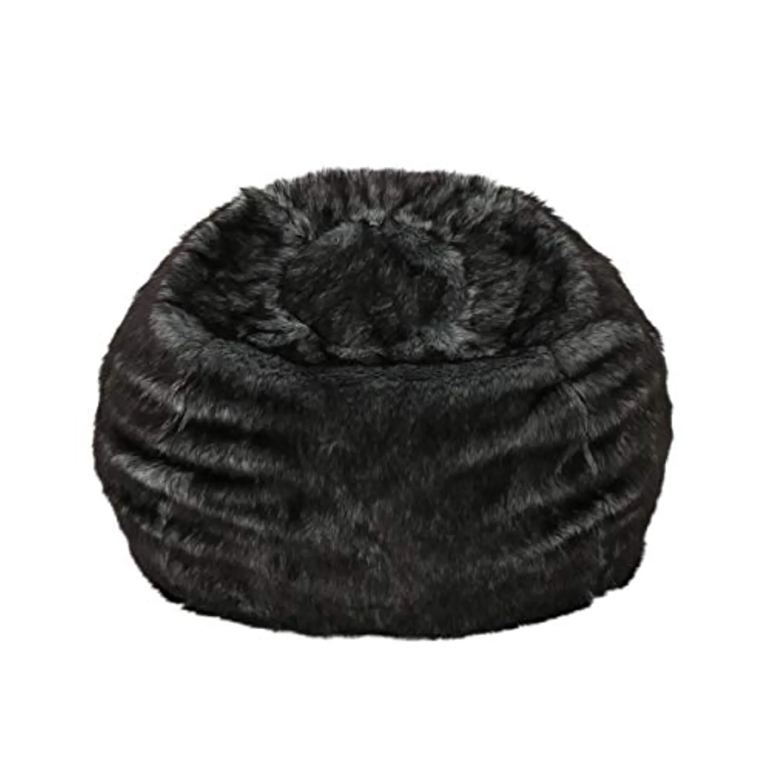 Furry Glam Black and White Streak Faux Fur 3 Ft. Bean Bag