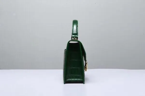 Genuine Crocodile  Leather Top Handle Cross Body Bag Green