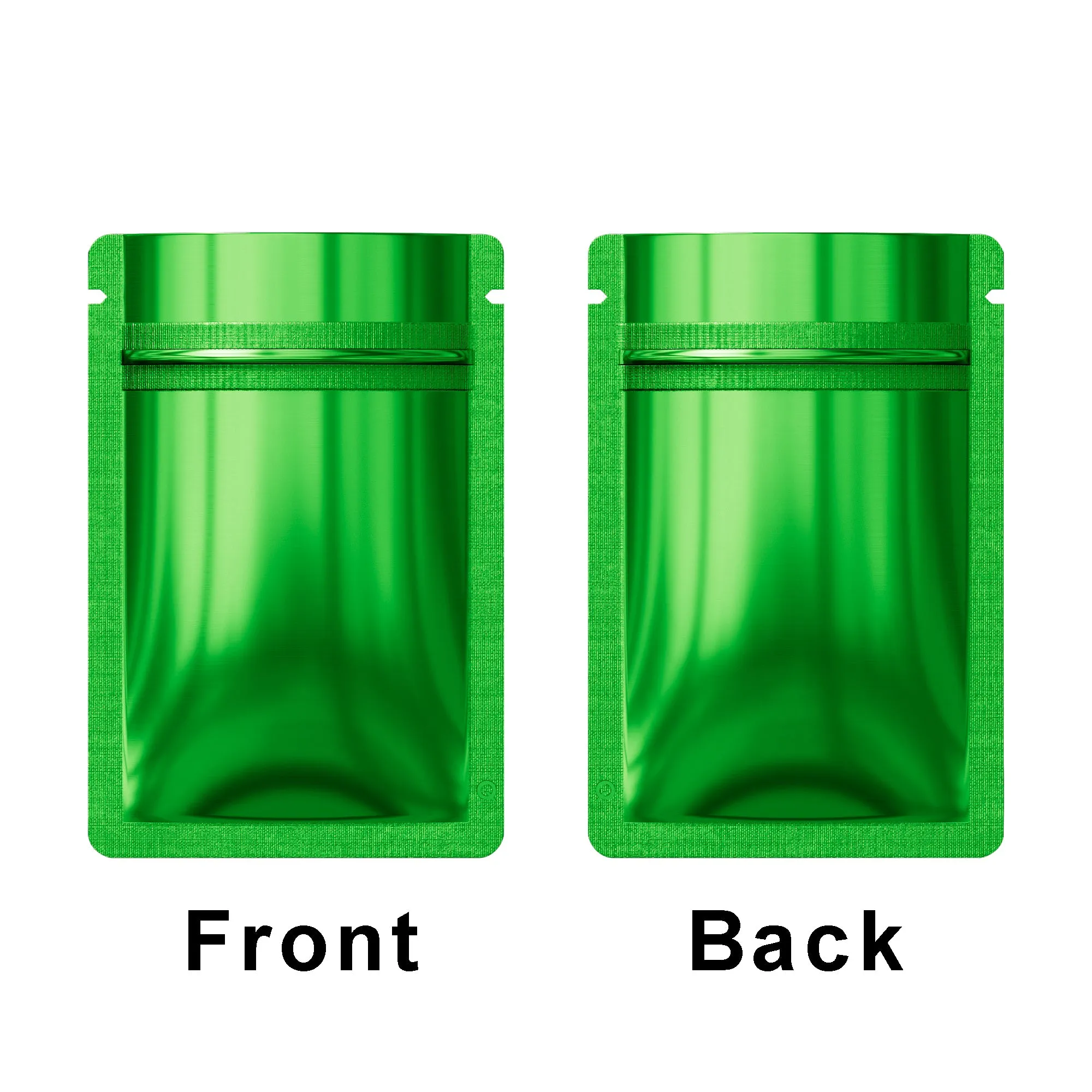 Glossy Green Flat Bottom Zip Lock Mylar Bags Eco-friendly Round Corner Aluminum Foil Heat Seal Coffee Bean Zipper Pouches