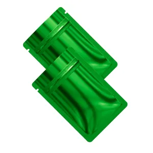 Glossy Green Flat Bottom Zip Lock Mylar Bags Eco-friendly Round Corner Aluminum Foil Heat Seal Coffee Bean Zipper Pouches