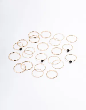 Gold Black Onyx Round Stone Mega Ring