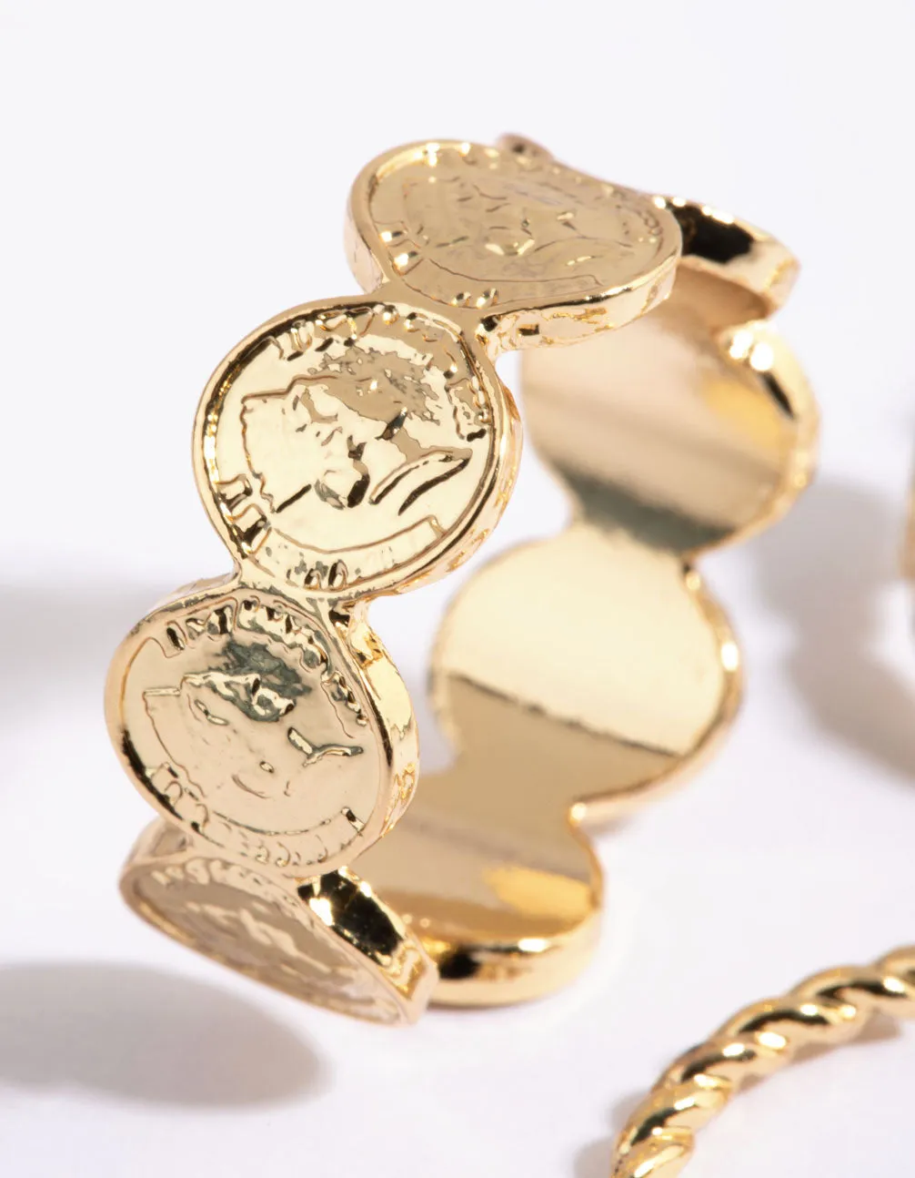 Gold Plated Coin Ring Set