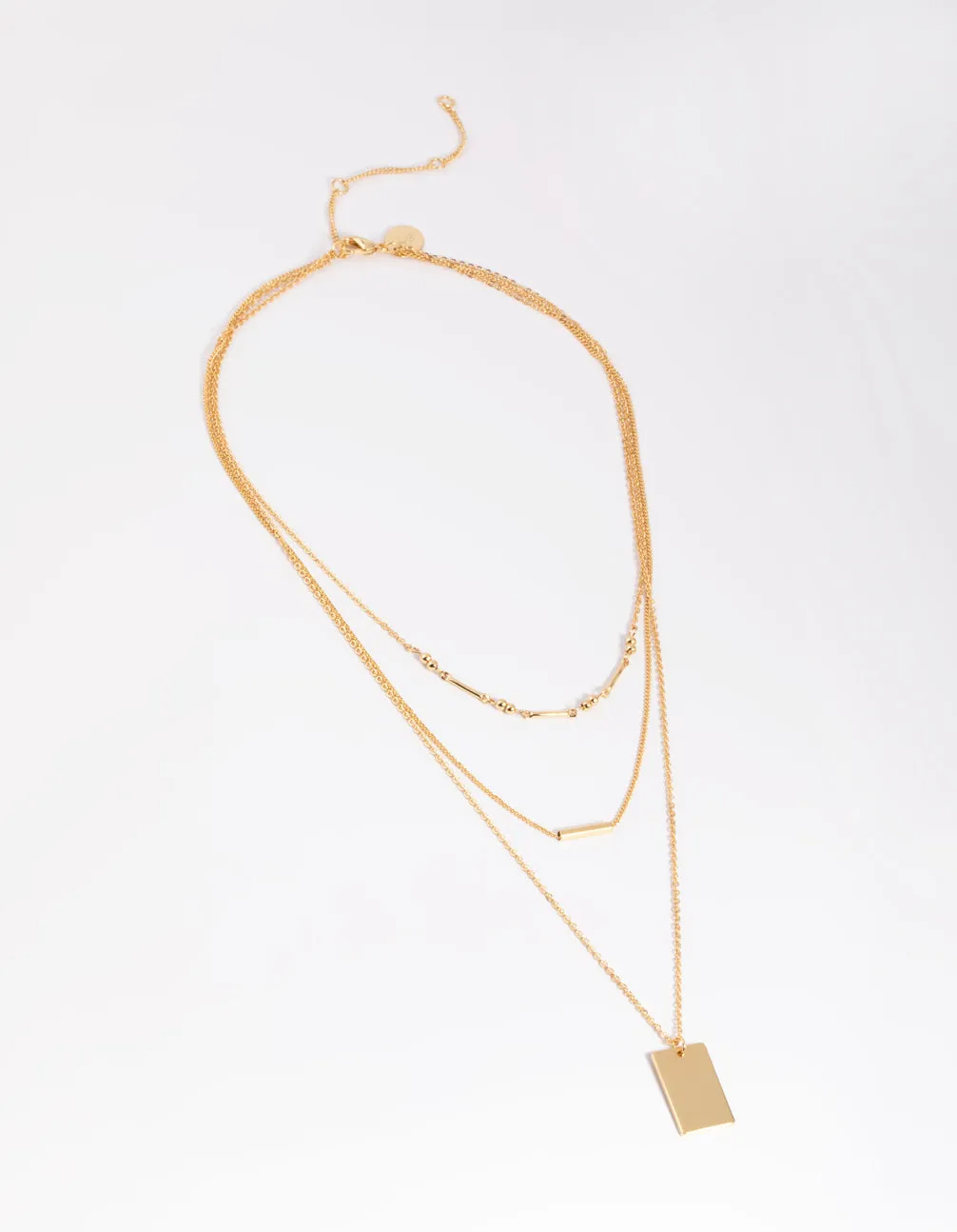 Gold Plated Rectangular Layered Necklace