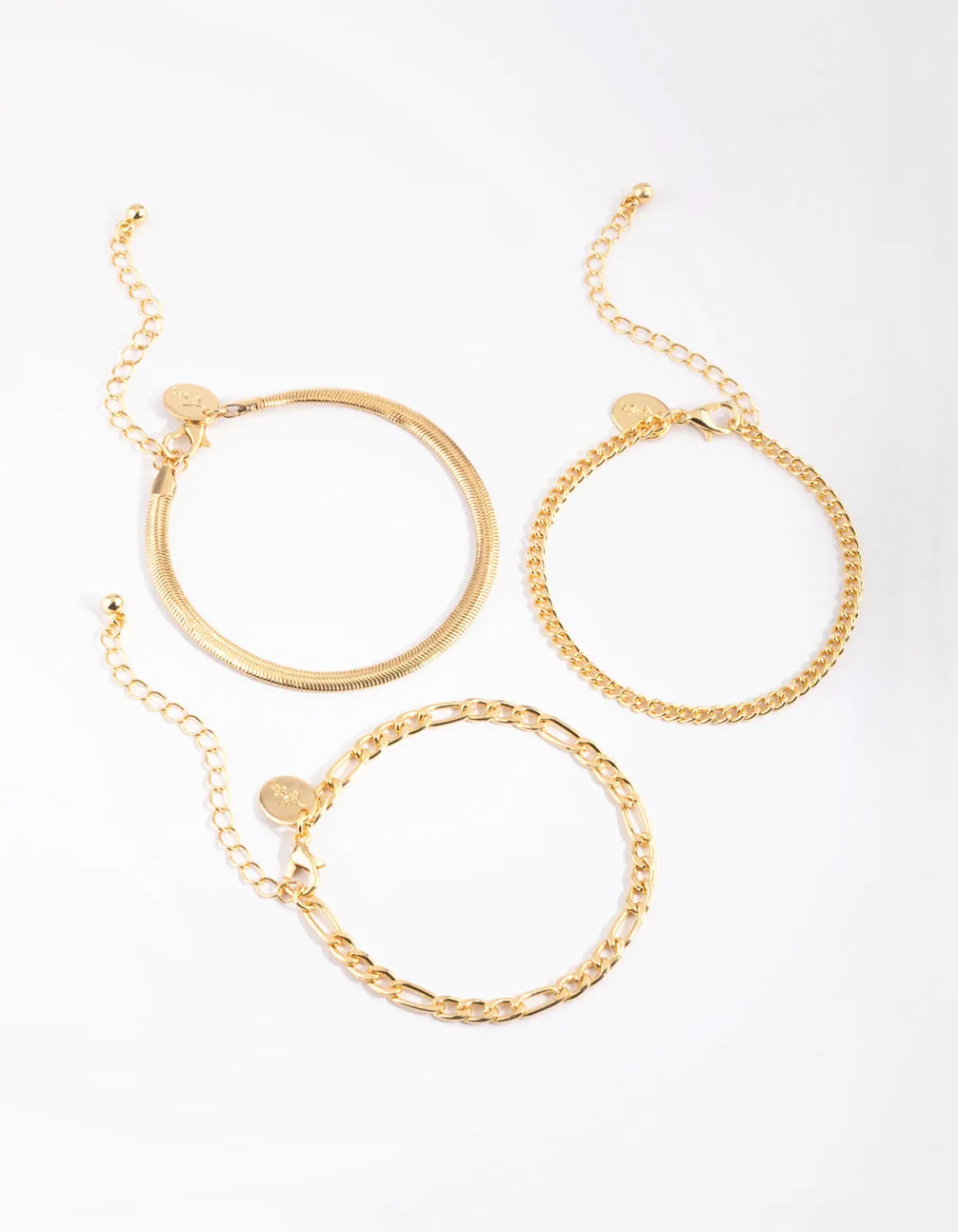 Gold Plated Snake Chain Bracelet Pack