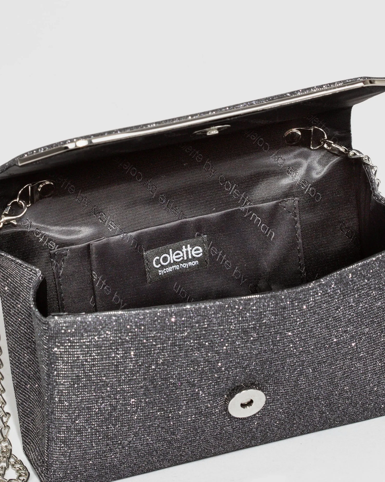 Gunmetal Penny Flap Clutch Bag