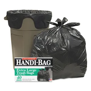 Handi-Bag Super Value Pack, 33 Gal, 0.65 Mil, 32.5" X 40", Black, 40/Box - WBIHAB6FTL40
